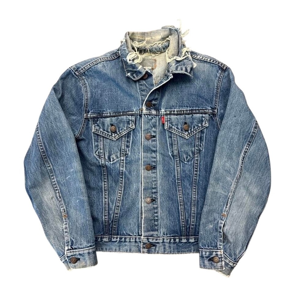 Vintage Levi's Thrashed Distressed‎ Denim Jean Trucker Jacket S